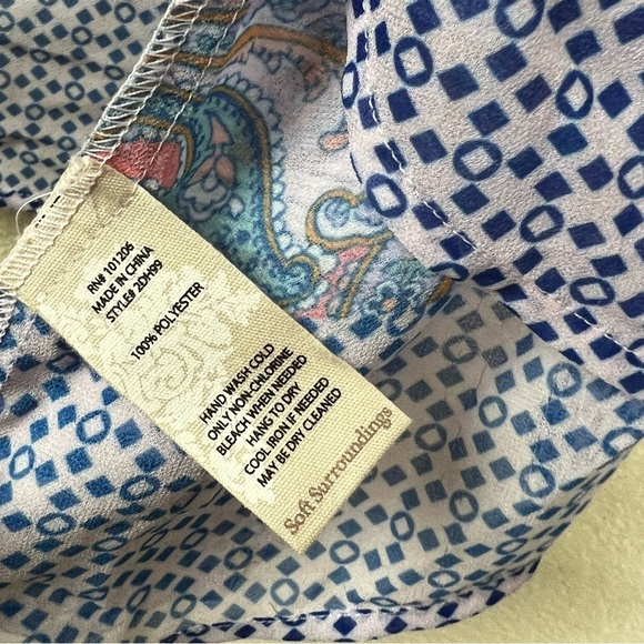 Soft Surroundings Wonderlust Topper Kimono Cardigan Paisley Purple Blue Size L - Picture 6 of 6